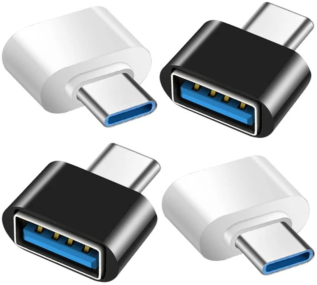 Main image of USB C to USB Adapter 4 Pack, USB Female to Type C Male OTG Adaptor, USB C Adapter Compatible with MacBook Pro, iPhone 17/16/15, Samsung Galaxy, iPad, Laptops, Tablets and More (2 Black and 2 White)