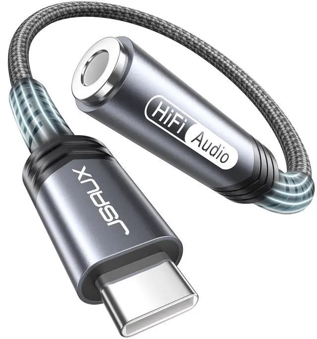Main image of USB Type C to 3.5mm Female Headphone Jack Adapter, USB C to Aux Audio Dongle Cable Cord Compatible with iPhone 17 Pro Max/16 Pro/15, Samsung Galaxy S24/S23/S22 Ultra, iPad Pro, Pixel 9/8 Grey