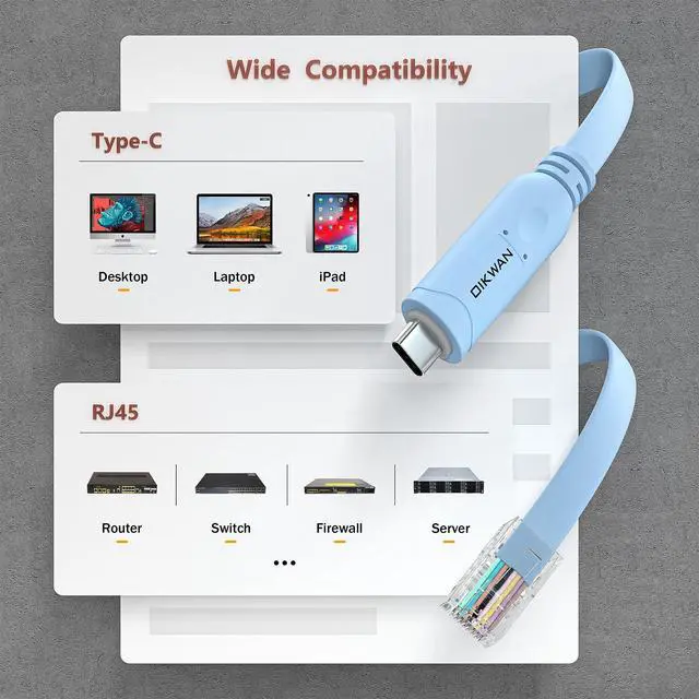 Alt view image 5 of 6 - 10ft USB-C to RJ45 Serial AdapterUSB C to Console Cable Essential Accessory of Cisco, NETGEAR, Ubiquity, LINKSYS, TP-Link Routers/Switches for Laptops
