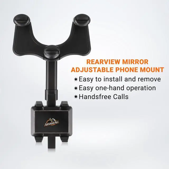 Alt view image 4 of 7 - Phone Mount for Car, Rear View Mirror Phone Holder, 360° Rotatable, Adjustable Telescopic Arm, Car Phone Holder for iPhone, Samsung, & All Cell Phones Between 2.5 in 3.7 in. Wide