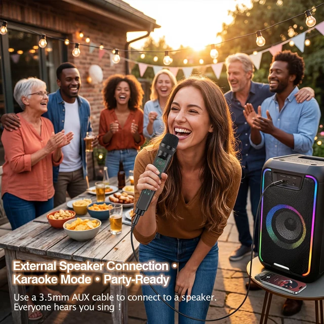 Alt view image 4 of 7 - MC9 Online Karaoke Microphone for Phone/PC, Live Streaming Microphone Set | Easy Podcast Kit w/Built-in Sound Card, Voice Changer, Real-Time Monitoring for TikTok YouTube Live Recording Beginners