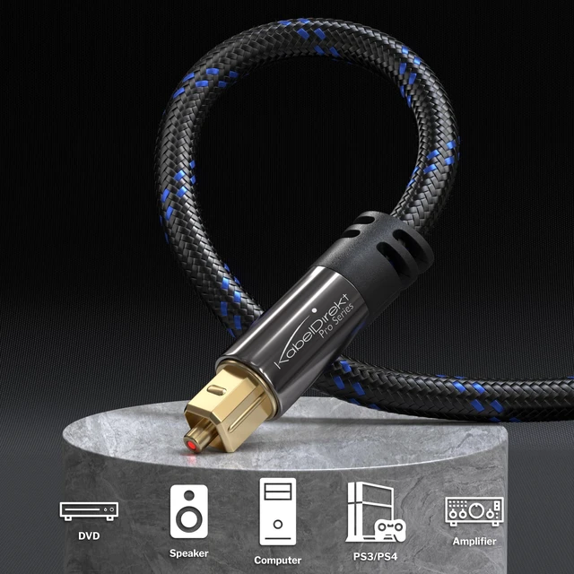 Alt view image 2 of 7 - Optical Audio Cable 25ft, Braided Soundbar Digital S/PDIF cable, stereo systems/amplifiers, home cinema, XBO/PS4