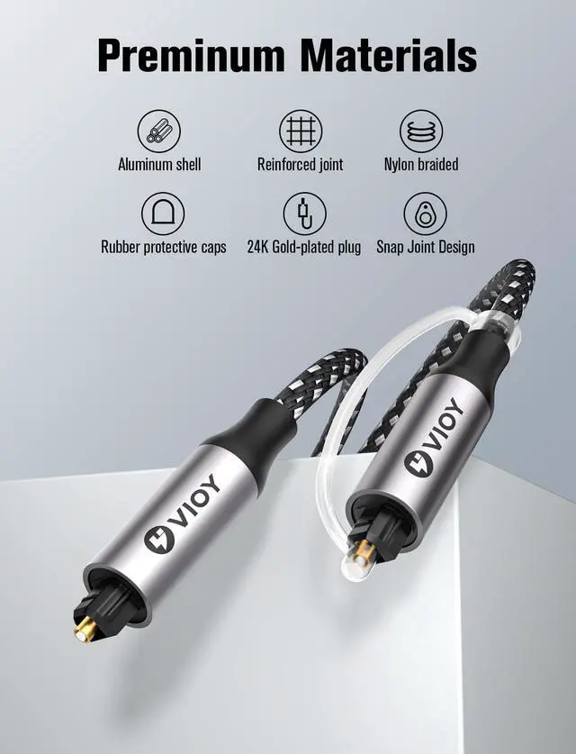 Alt view image 5 of 7 - Optical Audio Cable 15 FT, TOSLINK Digital S/PDIF Fiber Optic Cord