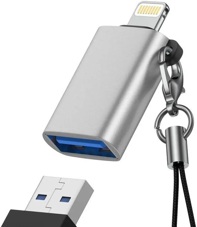 Main image of iPhone OTG Adapter, USB 3.0 Female to Lightning Male Adapter OTG Dongle | OTG Adapter for iPhone 14 13 12 11 Xr XS, iPad Air Pro Mini, Camera, Card Reader, Keyboard, Mouse, Hubs, USB Disk Connection