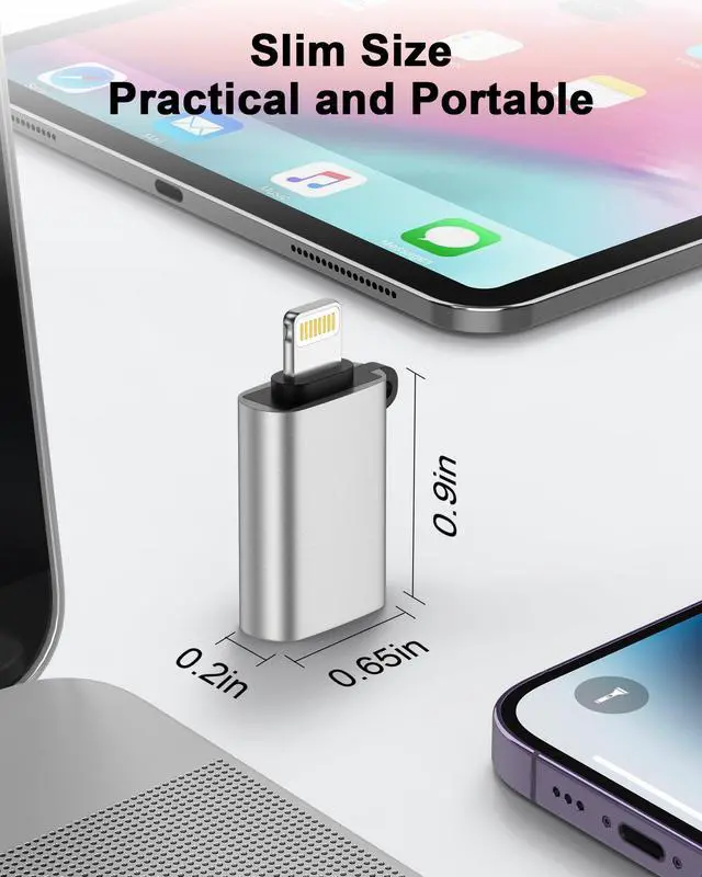 Alt view image 3 of 7 - iPhone OTG Adapter, USB 3.0 Female to Lightning Male Adapter OTG Dongle | OTG Adapter for iPhone 14 13 12 11 Xr XS, iPad Air Pro Mini, Camera, Card Reader, Keyboard, Mouse, Hubs, USB Disk Connection