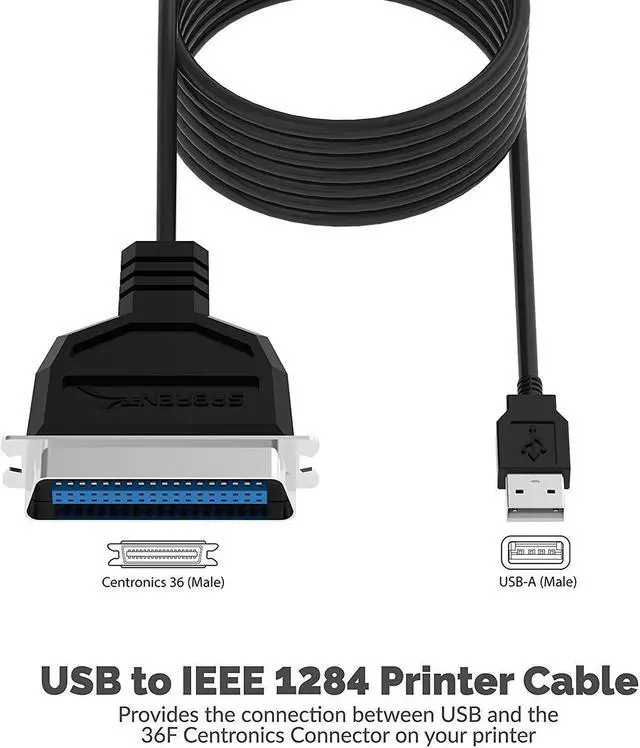 Alt view image 2 of 7 - USB to Parallel IEEE 1284 Printer Cable Adapter (CB-CN36)
