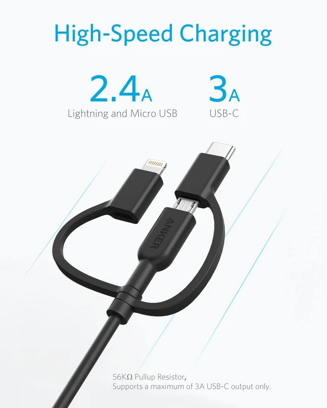 Alt view image 5 of 6 - Powerline II 3-in-1 Lightning, USB C, Micro USB Cable | Compatible with iPhone, iPad, Huawei, HTC, LG, Samsung, Sony Xperia, Android Devices, and More