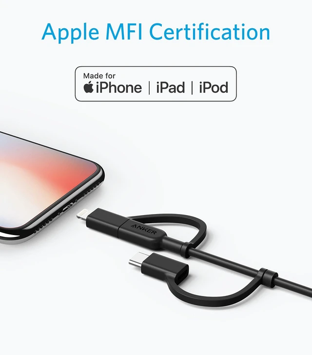 Alt view image 4 of 6 - Powerline II 3-in-1 Lightning, USB C, Micro USB Cable | Compatible with iPhone, iPad, Huawei, HTC, LG, Samsung, Sony Xperia, Android Devices, and More
