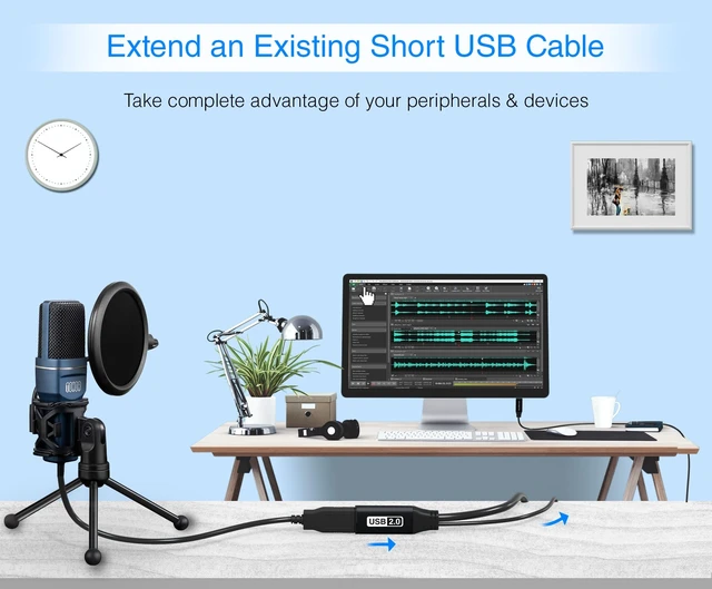 Alt view image 7 of 7 - BlueRigger Active 2.0 USB Extension Cable 50FT (480 Mbps USB Extender Cord) | In-Wall CL3 Rated - Long USB Extension Cord