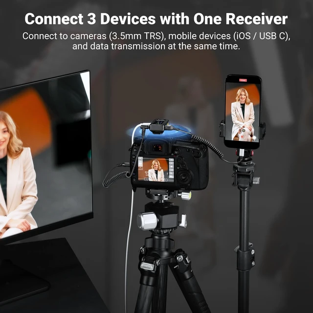 Alt view image 2 of 7 - CM28 PRO Wireless Lavalier Lapel Microphone System with Charging Case 48KHz 16 Bit Uncompressed Audio Noise Canceling 4GB Storage 9Hrs Recording Compatible with iPhone iPad Android Camera PC
