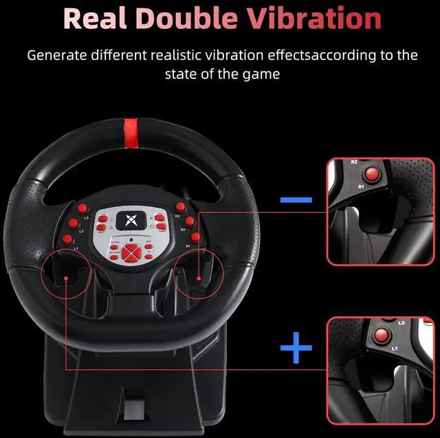 Alt view image 6 of 7 - Racing Wheel - Gaming Steering Wheel for PC, 180 Degree Universal Usb Car Sim Race Steering Wheel with Pedals for PS4, PS3, Xbox Series X|S, Xbox One, Switch - Height & Tilt Adjustable