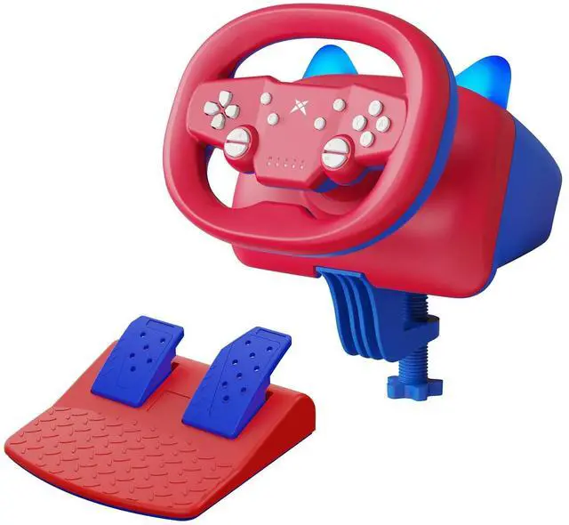 Main image of Gaming Steering Wheel with Pedals, 270 Degree Racing Wheel with Dual-Vibration Motors, Wireless Steering Wheel for PS4, PC, Switch, PS3, IOS, Android Racing Games