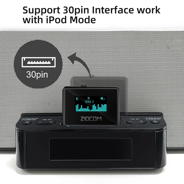 Alt view image 3 of 7 - 30 Pin Bluetooth Adapter Receiver for Bose SoundDock (Not for Cars) 30 Pin Dock Speakers with 3.5mm Aux Cable, Screen Display, Low Latency