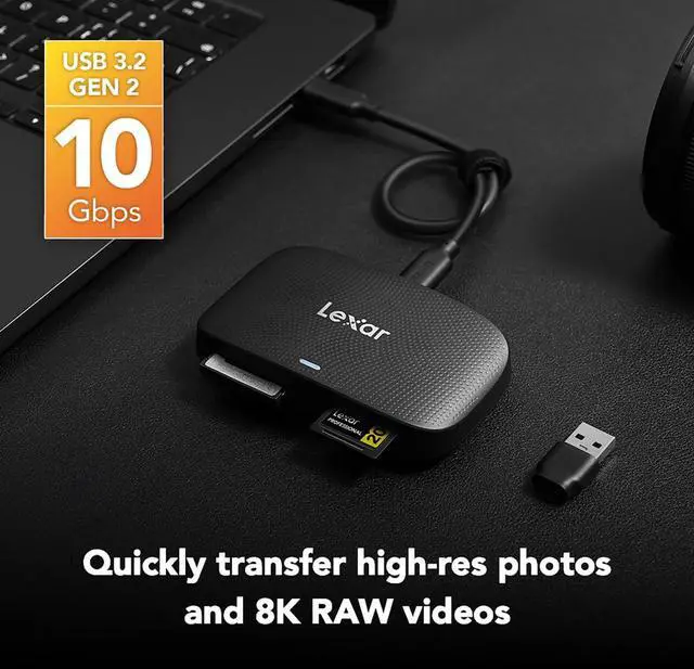 Alt view image 3 of 7 - Professional CFexpress Type B / SD USB 3.2 Gen 2 Reader, Transfer Speeds Up To 10Gbps, Designed for CFexpress Type B and SD Cards (LRW520U-RNBNG)