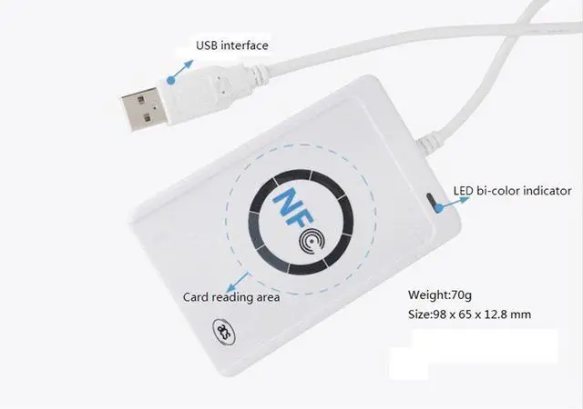 Alt view image 2 of 7 - NFC ACR122U Contactless IC Card Reader Writer/USB + SDK + IC Card