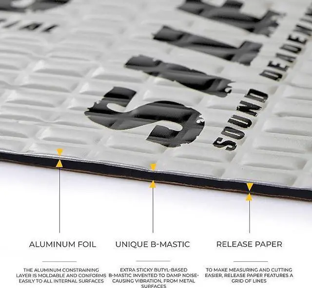 Alt view image 3 of 3 - 80 mil (2mm) Car Sound Deadening mat - Butyl Automotive Sound Deadener - Noise Insulation and Vibration Dampening Material 10 sqft (0.95 sqm)