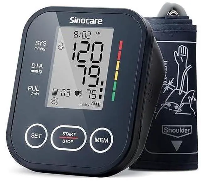 Main image of Sinocare Blood Pressure Monitor, Upper Arm Blood Pressure Monitors for Home Use, Adjustable Arm Cuff 8.6"-16.5", One-Button Operation, Dual User, Accurate & Practical (Black)