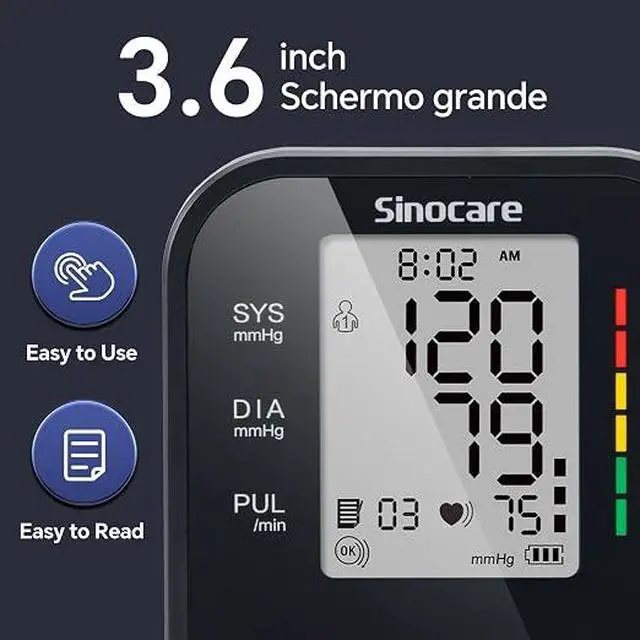 Alt view image 4 of 4 - Sinocare Blood Pressure Monitor, Upper Arm Blood Pressure Monitors for Home Use, Adjustable Arm Cuff 8.6"-16.5", One-Button Operation, Dual User, Accurate & Practical (Black)