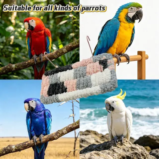 Alt view image 6 of 7 - Soft Plush Bird Nest Hanging Cage Bed, Warm Sleeping Platform for Parrot, Suitable for Parakeet, Lovebird, Budgie, Cockatoo and Macaw (Pink)