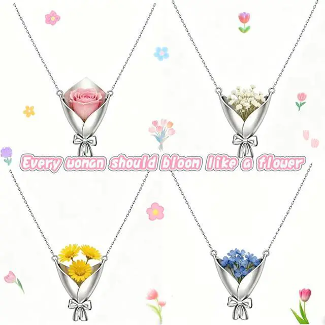 Alt view image 5 of 14 - Mothers Day Gifts Wearable Mini Vase Necklace DIY Flower Bouquet Necklaces, Flower Holder Pendant for Inserting Real or Dried Blooms, Elegant Jewelry Gifts for Mom and Daughter
