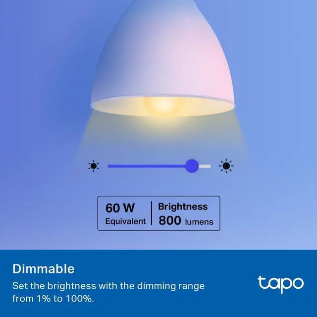 Alt view image 4 of 7 - TP-Link Smart Light Bulbs, 16M Colors RGBW, Dimmable, Alexa Frustration-Free Setup, A19, 60W Equivalent, 800LM CRI>90, 2.4GHz WiFi only L531E