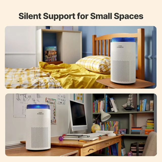 Alt view image 6 of 7 - COWAY Air Purifier for Bedroom up to 500 ft², HEPA and Deodorization Filter for Smoke, Allergies, Pet Dander, AQI Monitor, Auto Mode, Filter Indicator, Night Light, 2yr Warranty, Airmega 50 White