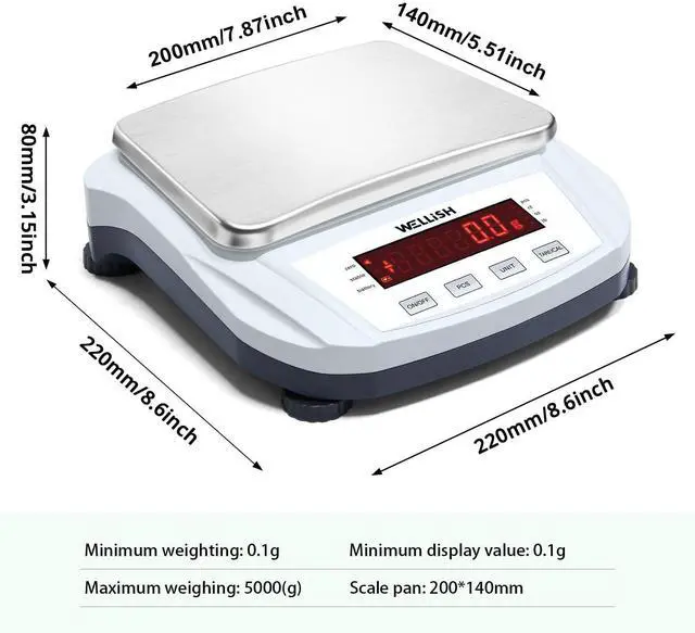 Alt view image 2 of 6 - Lab Scale 5000g/0.1g High Precision Digital Scale Analytical Balance Electronic Scale for Kitchen Lab Weighing