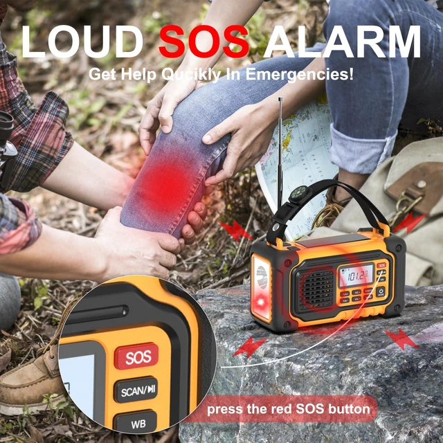 Alt view image 5 of 7 - Emergency Weather Radio,10000mAh NOAA Hand Crank Bluetooth Speaker Radio,Portable AM FM Shortwave Radio with Large Capacity, USB/Solar/Crank Charge,Battery Operated, SOS Alarm & Flashlight (Yellow)