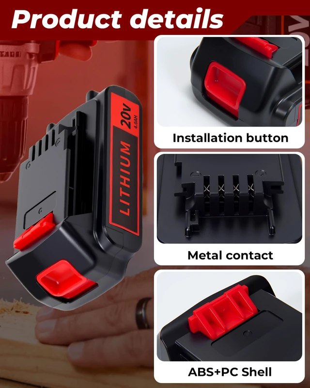 Alt view image 5 of 7 - 20V 4.0Ah Battery for Black and Decker Lithium-Max Tools 2-Pack High-Capacity Replacement Lithium-Ion Battery, Compatible with LBXR20 LBXR2020 LBX20 LBXR2520 LB2X4020 LB2XR20
