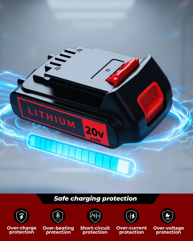 Alt view image 6 of 7 - 20V 4.0Ah Battery for Black and Decker Lithium-Max Tools 2-Pack High-Capacity Replacement Lithium-Ion Battery, Compatible with LBXR20 LBXR2020 LBX20 LBXR2520 LB2X4020 LB2XR20