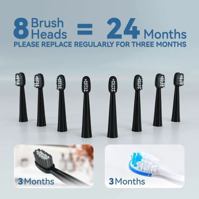 Alt view image 2 of 7 - Sonic Electric Toothbrush for Adults and Kids High Power Rechargeable | 8 Brush Heads,5 Adjustable Modes, Built-in 2-Minute Smart Timer,4 Hours Fast Charge for 30 Days(Black)