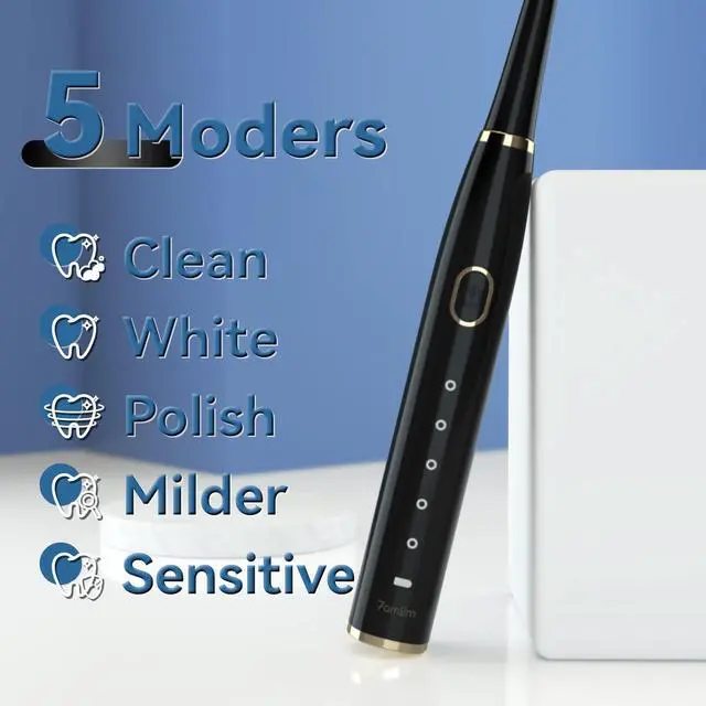 Alt view image 7 of 7 - Sonic Electric Toothbrush for Adults and Kids High Power Rechargeable | 8 Brush Heads,5 Adjustable Modes, Built-in 2-Minute Smart Timer,4 Hours Fast Charge for 30 Days(Black)