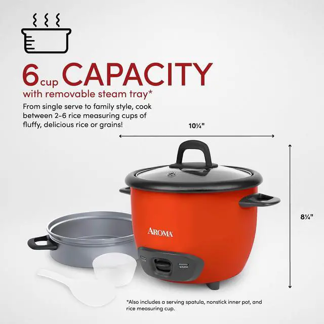 Alt view image 4 of 7 - 3-Cup (UnCooked) / 1.5Qt / 6-Cup Cooked Rice & Grain Cooker (ARC-743-1NGOR)