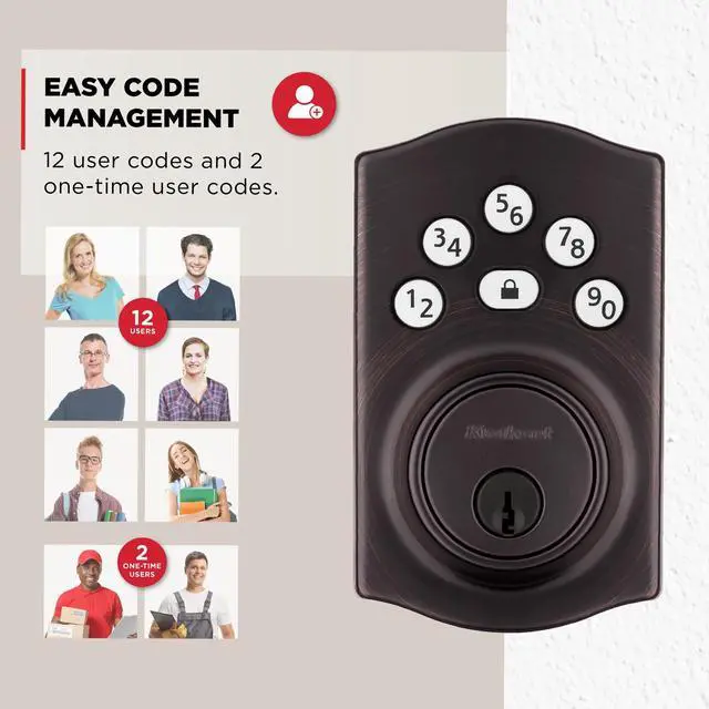 Alt view image 4 of 7 - Powerbolt 240 5-Button Keypad Venetian Bronze Traditional Electronic Deadbolt Door Lock, Featuring Convenient Keyless Entry, Customizable User Codes and Auto-Locking