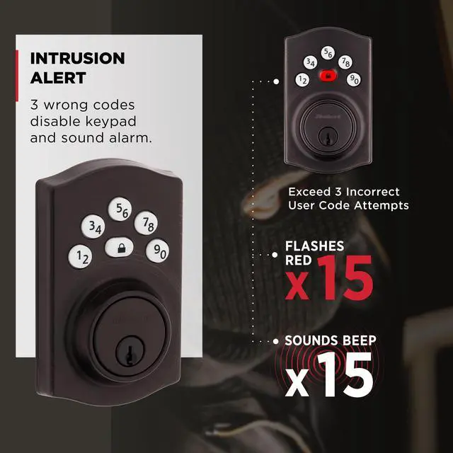 Alt view image 6 of 7 - Powerbolt 240 5-Button Keypad Venetian Bronze Traditional Electronic Deadbolt Door Lock, Featuring Convenient Keyless Entry, Customizable User Codes and Auto-Locking