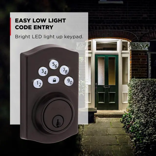 Alt view image 7 of 7 - Powerbolt 240 5-Button Keypad Venetian Bronze Traditional Electronic Deadbolt Door Lock, Featuring Convenient Keyless Entry, Customizable User Codes and Auto-Locking