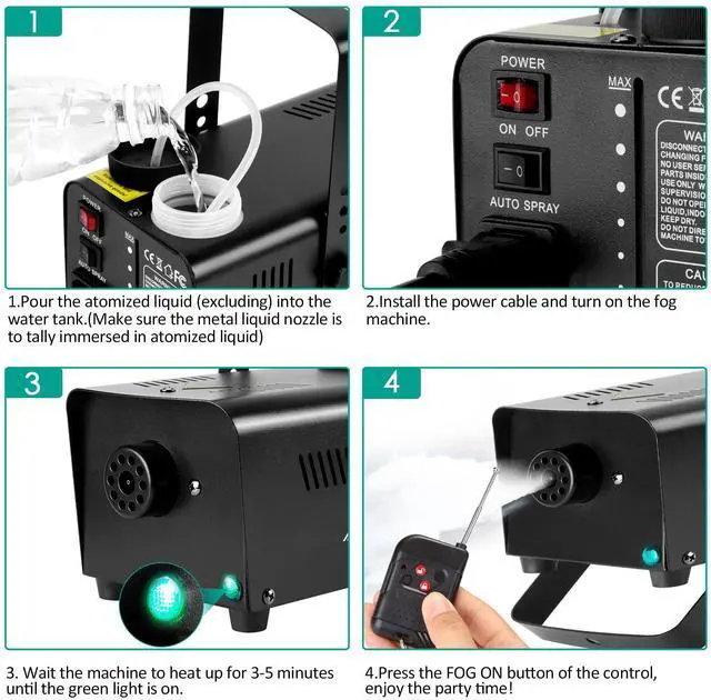 Alt view image 3 of 7 - Fog Machine, 500W Smoke Machine with Wireless Remote & Automatic Spray Function, Great for Halloween, Christmas, Wedding, Parties, DJ Performance & Stage Show