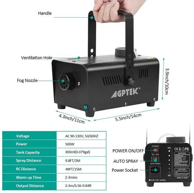 Alt view image 4 of 7 - Fog Machine, 500W Smoke Machine with Wireless Remote & Automatic Spray Function, Great for Halloween, Christmas, Wedding, Parties, DJ Performance & Stage Show