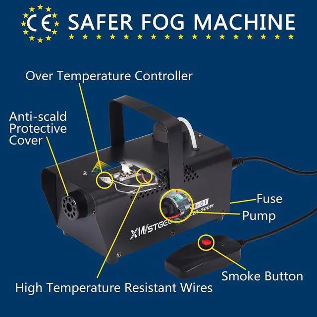 Alt view image 3 of 7 - Fog Machine Smoke Machine for Halloween Parties Wedding Photography,500 Watt Portable Safe Fogger Machines with 2 Temperature Controllers