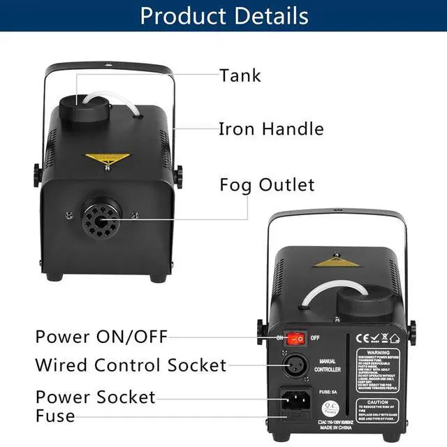 Alt view image 6 of 7 - Fog Machine Smoke Machine for Halloween Parties Wedding Photography,500 Watt Portable Safe Fogger Machines with 2 Temperature Controllers