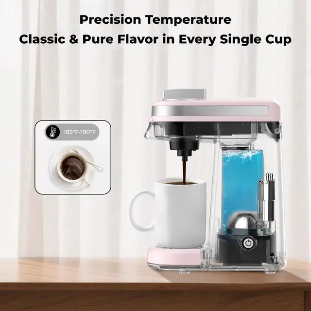 Alt view image 7 of 7 - Mini Coffee Maker for K Capsule, Single Serve Coffee Maker for One Cup Americano, Lightweight Pod Coffee Machine, Dusty Rose