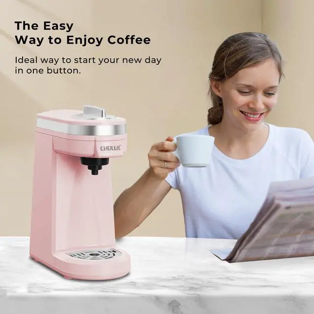Alt view image 6 of 7 - Mini Coffee Maker for K Capsule, Single Serve Coffee Maker for One Cup Americano, Lightweight Pod Coffee Machine, Dusty Rose