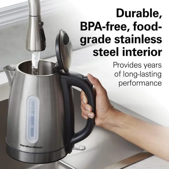 Alt view image 4 of 7 - Electric Tea Kettle, Water Boiler & Heater, 1.7 Liter, Cordless Serving, 1500 Watts for Fast Boiling, Auto-Shutoff and Boil-Dry Protection, Stainless Steel with LED Light Ring (41037)