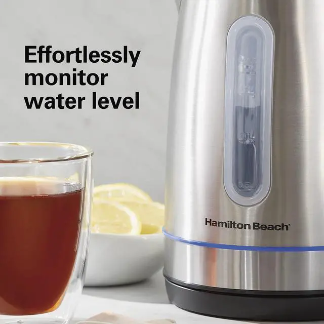 Alt view image 7 of 7 - Electric Tea Kettle, Water Boiler & Heater, 1.7 Liter, Cordless Serving, 1500 Watts for Fast Boiling, Auto-Shutoff and Boil-Dry Protection, Stainless Steel with LED Light Ring (41037)