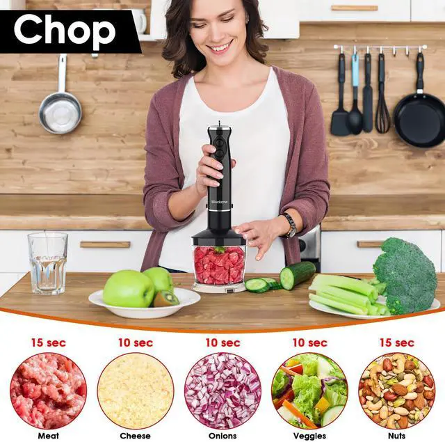 Alt view image 7 of 7 - Immersion Blender Set for Kitchen,500W Extra Quiet Emulsion Blender Handheld,12 Speed Electric Hand Mixer with BPA Free Attachments:Chopper Bowl,Whisk,Milk Frother,Measuring Cup