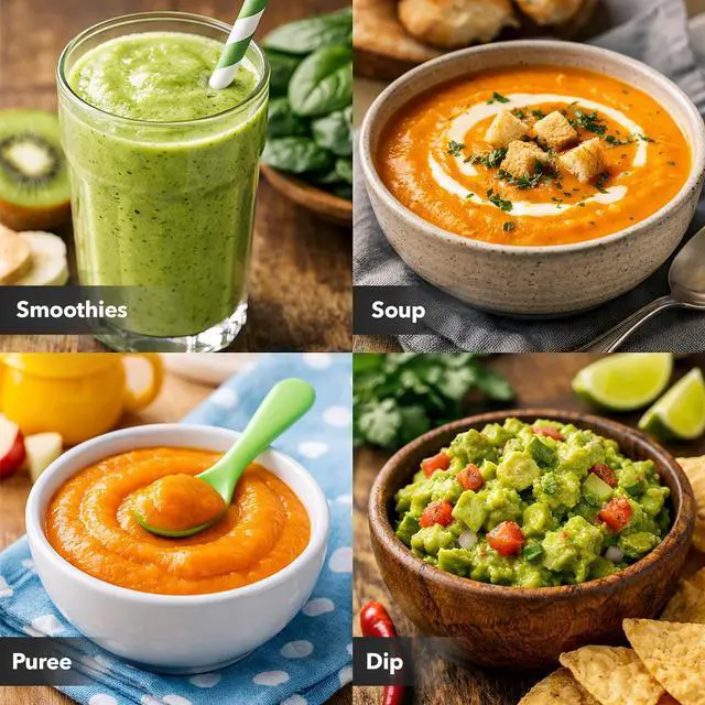 Alt view image 6 of 7 - Immersion Hand Blender, 300W Corded Electric Handheld Stick Mixer with 2 Mixing Speeds and Stainless Steel Blades for Smoothies, Purees & Baby Food, Red HS560R