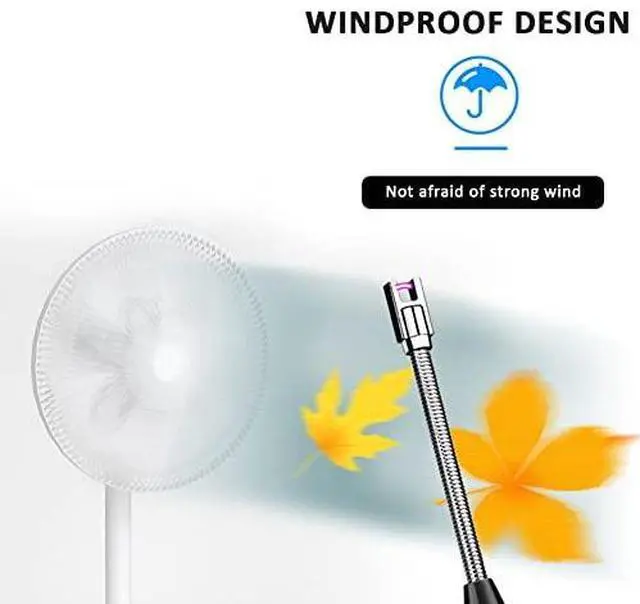 Alt view image 3 of 7 - Rechargeable USB C Lighter - Windproof Flameless Plasma Arc Lighter with 360 Flexible Neck and LED Battery Display for Candle, Fireworks, Cooking (Gold)