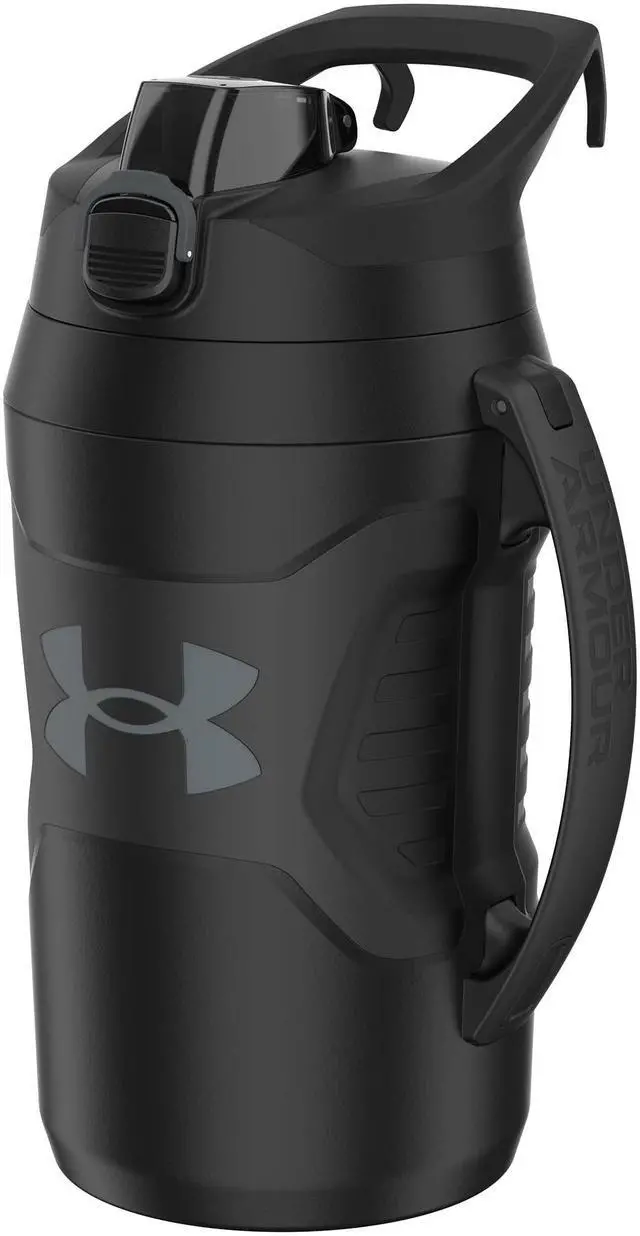 Main image of Half Gallon Water Bottle Insulated, 64oz Insulated Water Bottle with Handle, Fence Hook, Leak Resistant, for Baseball, Football & More - Black/Black