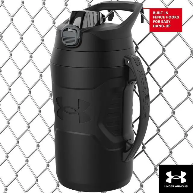 Alt view image 3 of 6 - Half Gallon Water Bottle Insulated, 64oz Insulated Water Bottle with Handle, Fence Hook, Leak Resistant, for Baseball, Football & More - Black/Black