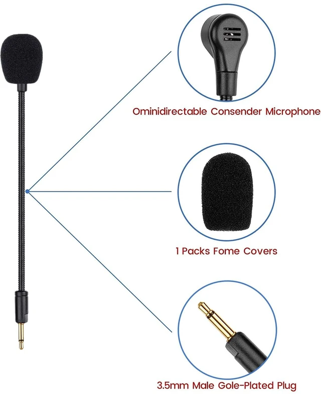 Alt view image 6 of 6 - Microphone for Razer Kaira Pro Wireless Gaming Headset, Detachable Mic Omnidirectional Mic Boom for Xbox One, Xbox Series X & S, PS5, PS4, PC, Mac